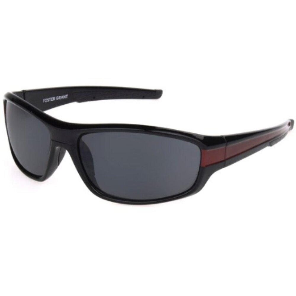Foster Grant Gear Collection Black Wrap Sunglass with Cases and Eyeglasses Cord